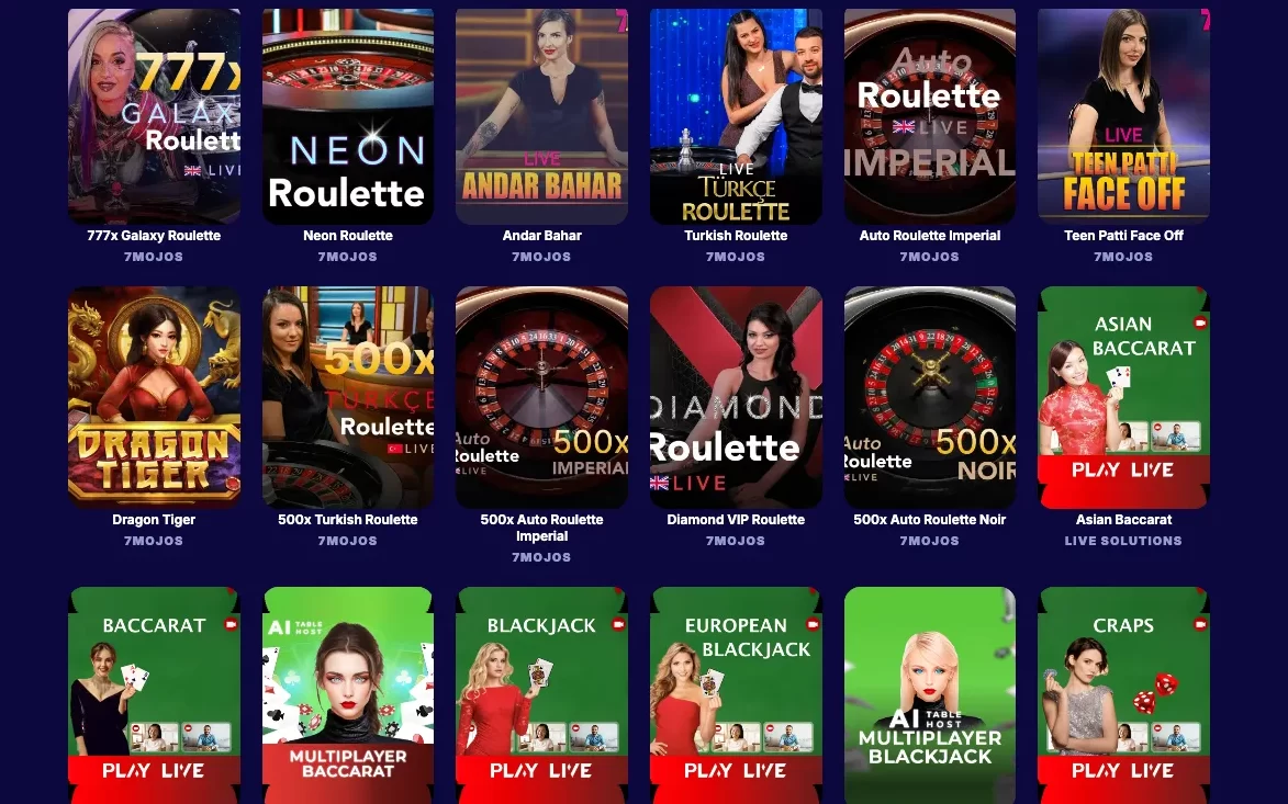 SpinPanda Casino Live Selection